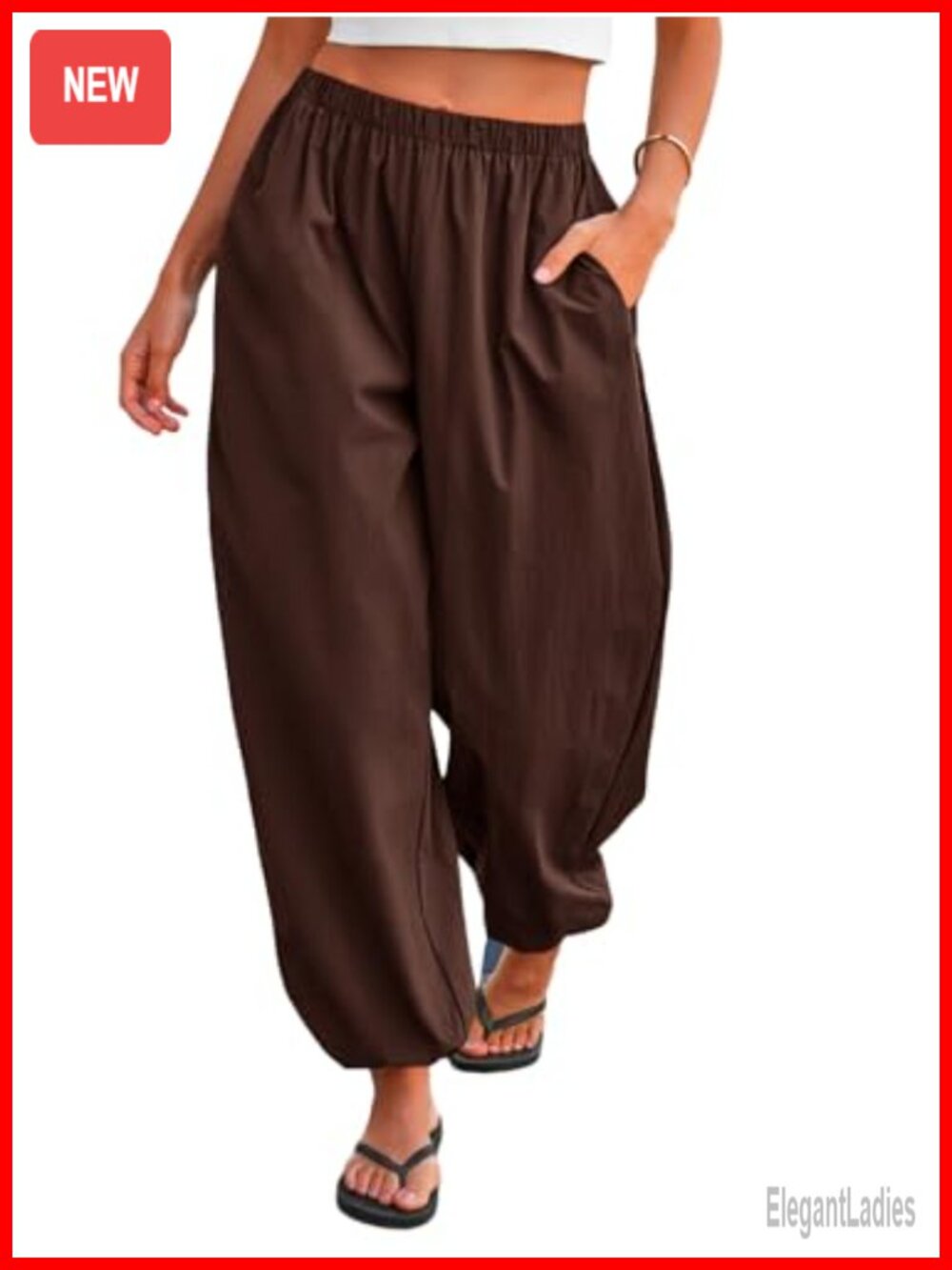 Balloon Pants Elastic Waist Wide Leg Lantern Trousers